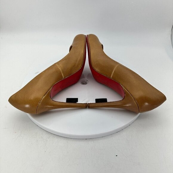 Christian Louboutin Women Size EU 37 US 7 Nude Tan Leather Heel Shoes - Picture 8 of 15